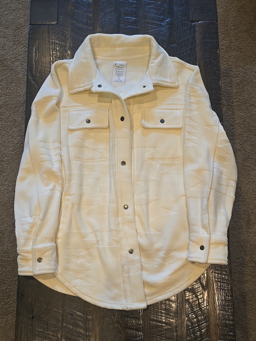 Cream Utility Shacket Jacket with Snap Front - Picture 5 of 5